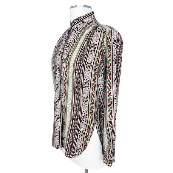 VINTAGE Retro Print Long Sleeve Button Down Top - Picture 2 of 15